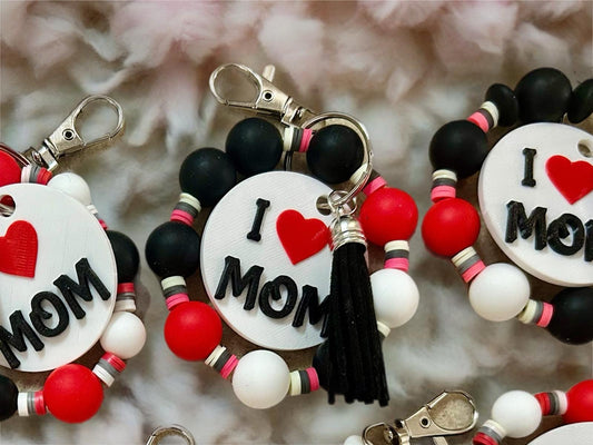 I love Mom bracelet, keychain Charm